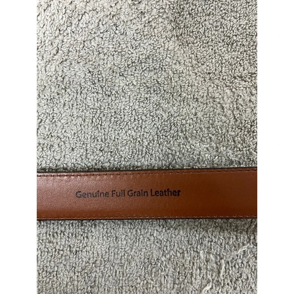 LL Bean Mens Chino Belt 42 Chocolate Brown Full Grain Leather Brass Buckle 2809